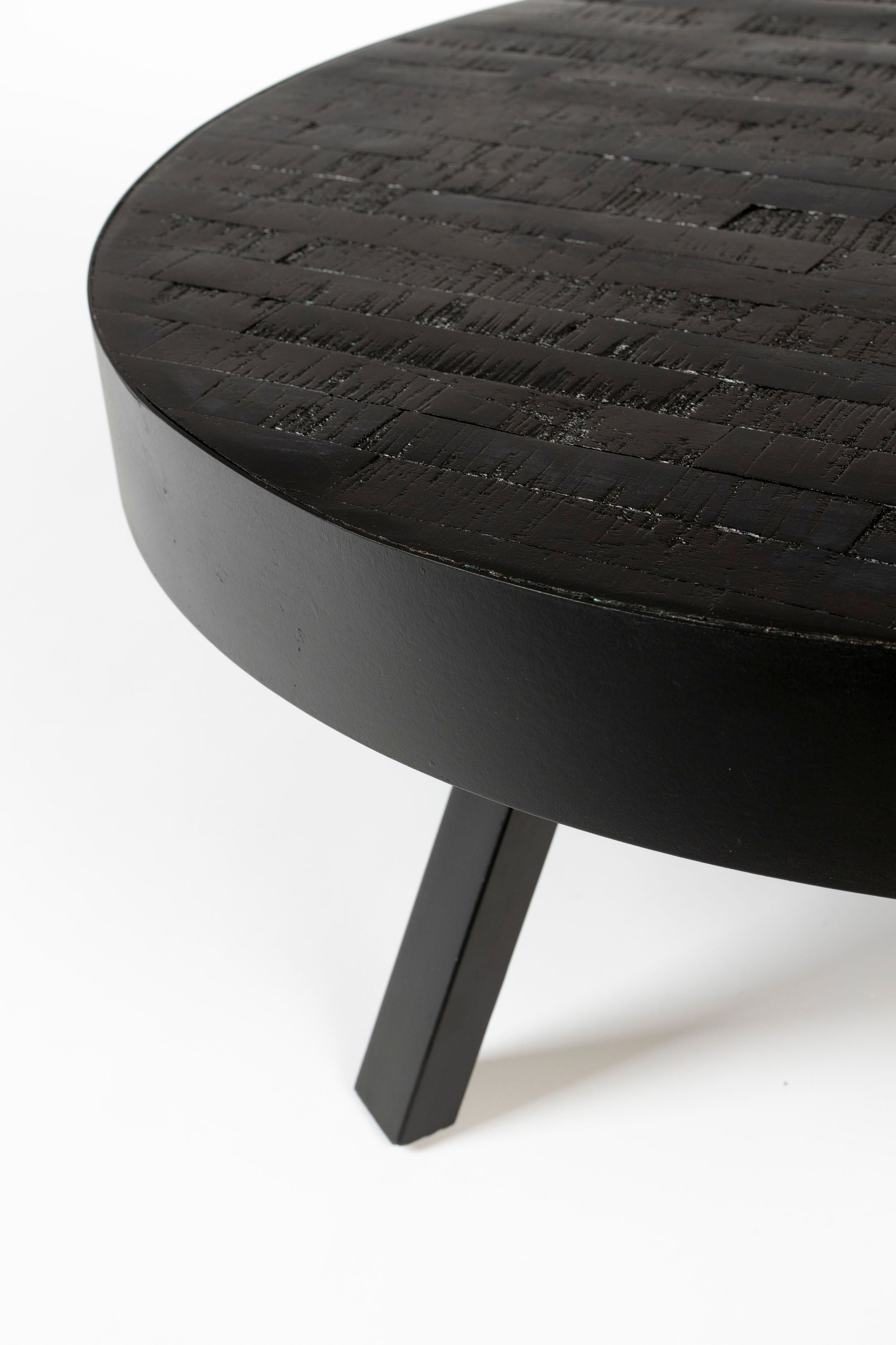 Suri Black Teak Wood Round Coffee Table Large